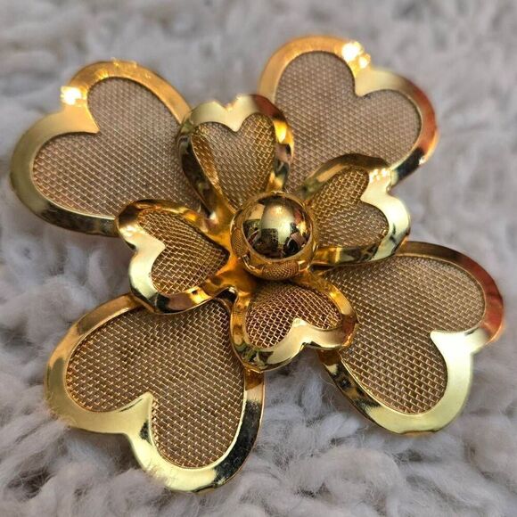 Vintage 4 Leaf Clover Gold Pin Brooch - Picture 1 of 7